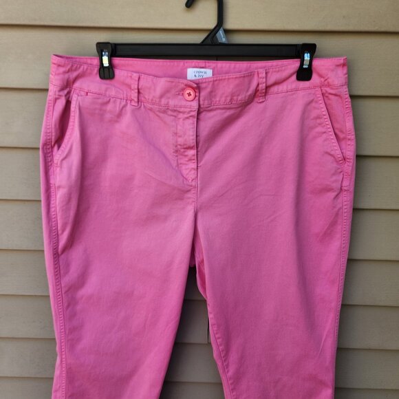 Crown & Ivy Pink Capri Pants Charlotte Relaxed Chinos Cotton Blend - Picture 4 of 10